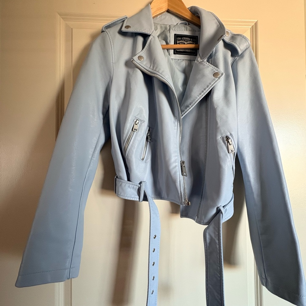 Levi's Light Blue Leather Jacket